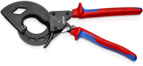 Knipex Kabelsax (Ratchettprincip, 3-växlad) svart atramentiserad, med flerkomponentshandtag 320 mm