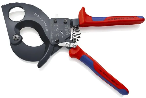 Knipex Kabelsax (Ratchettprincip) svartlackerad, med flerkomponentshandtag 280 mm