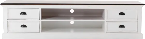 NOVASOLO Halifax TV-bord - vit/brun mahogny m. 4 lådor och 2 fack
